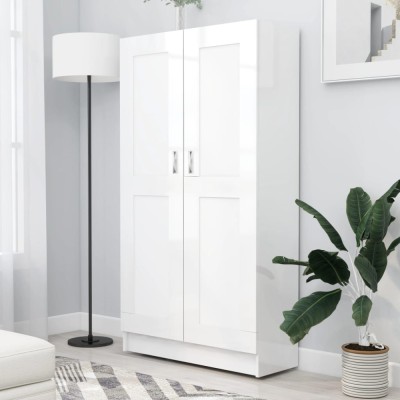 Gossi biblioteca, alb extralucios, 82,5x30,5x150 cm, lemn prelucrat foto