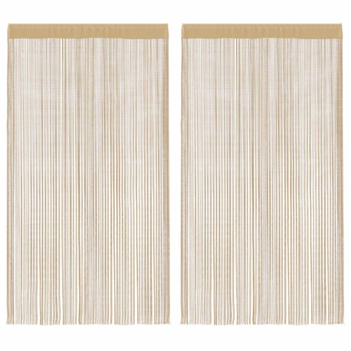 Draperii cu franjuri, 2 buc., 140 x 250 cm, bej