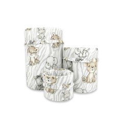 Cutie depozitare jucarii, MimiNu, Set 3 cosuri rotunde cu dimensiuni generoase pentru jucarii, Cu volanase, Dimensiuni 50x35 cm, foto