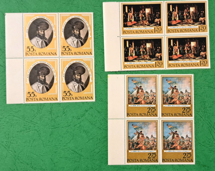 TIMBRE ROM&Acirc;NIA MNH LP889/1975 375ani prima unire Mihai Viteazul -Bloc de 4