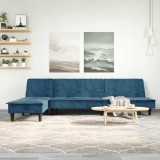 Cumpara ieftin Canapea extensibilă formă de L albastru 255x140x70 cm catifea