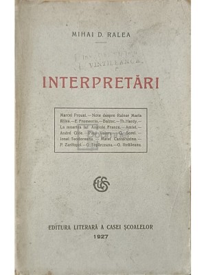 Mihai Ralea - Interpretari (Editia: 1927) foto
