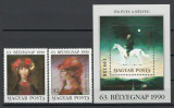 Ungaria 1990 Mi 4107/08 + bl 212 - Ziua marcii, arta, pictura, Nestampilat