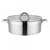 Cratita Inox Baza Inductie Capac Sticla 3l 22cm Grunberg GR4116
