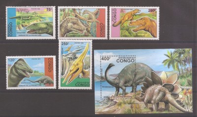 Congo 1993 - Animale preistorice(serie+colita), MNH foto