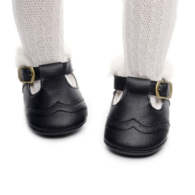 Pantofiori negri imblaniti pentru fetite - Lilly (Marime Disponibila: 6-9 luni