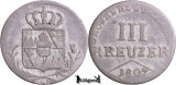 1807, 3 Kreuzer - Ferdinand I | Marele Ducat de W&uuml;rzburg | KM 465, Europa, Argint