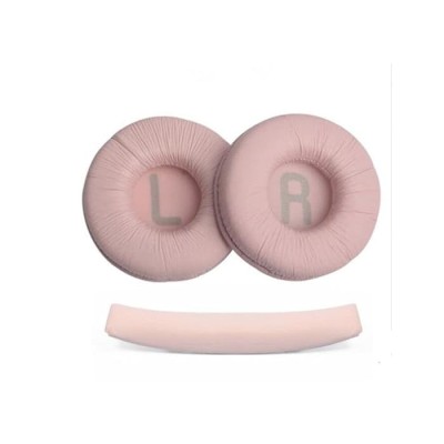 Set 2 bureti TXE + Banda superioara pentru casti JBL Tune 520 / 510 / 500 / T460 / T450 On-Ear, Roz, Spuma cu memorie, Piele ecologica creponata foto