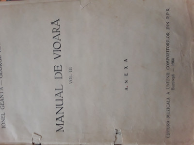 Manual de vioara vol.3 anexa I.Geanta,G.Manoliu 1964 foto