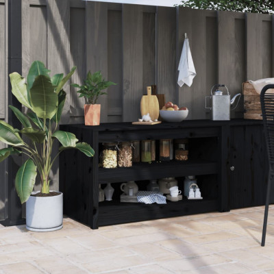 vidaXL Dulap bucătărie de exterior negru, 106x55x64 cm, lemn masiv pin foto