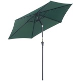 Outsunny Umbrelă Reclinabilă pentru Plajă și Grădină, Aluminiu și Poliester, &Phi;2.6&times;2.35m, Verde &Icirc;nchis | Aosom Romania