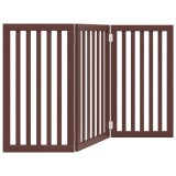 Cumpara ieftin Poarta pentru caini pliabila 3 panouri maro, 150 cm, lemn plop