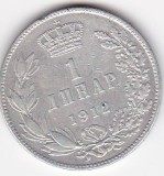 Serbia 1 Dinar 1912, Europa, Argint