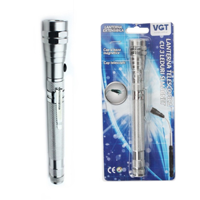 Lanternă telescopică 3LED cu magnet