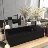 Cumpara ieftin Chiuvetă de baie cu preaplin, negru mat, ceramică