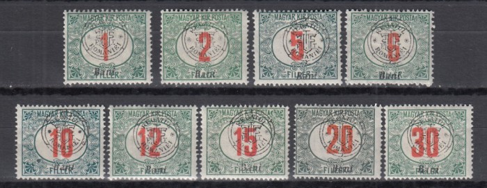 ROMANIA1919 EMISIUNEA ORADEA TAXE DE PLATA (PORTO) TIMBRE MAGHIARE SUPRATIPAR