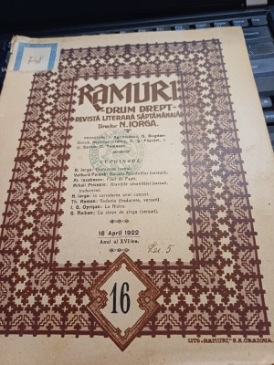 revista &amp;bdquo;Ramuri - drum drept - &amp;rdquo;, nr. 16/1922 foto