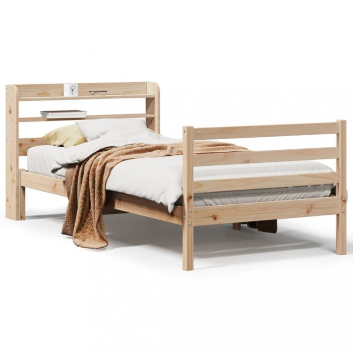 vidaXL Cadru de pat cu tăblie, 75x190 cm, lemn masiv de pin 3306629