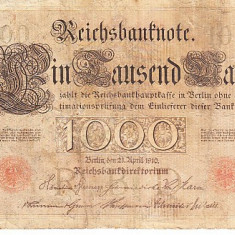 M1 - Bancnota foarte veche - Germania - 1000 marci - 1910 - serie rosie