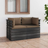 Canapea gradina din paleti, 2 locuri, cu perne, lemn masiv pin GartenMobel Dekor, vidaXL