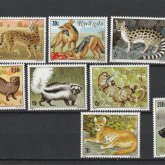 Rwanda 1981-Fauna,Animale de prada,seria de 8 val.MNH,Mi.1119-1126 (fluorecente)
