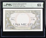 1000 lei Martie 1943 PMG65 unc bancnota gradata