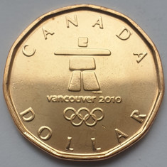 Monedă 1 Dollar 2010 Canada, unc, Lucky Loonie, Vancouver Olympics, km#883