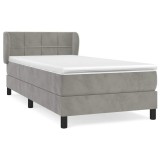 Cumpara ieftin Pat continental cu saltea, gri deschis, 80x200 cm, catifea