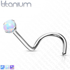 Piercing nas curbat din titan - opal sintetic, reflexe curcubeu, 1 mm - Culoare: Mov