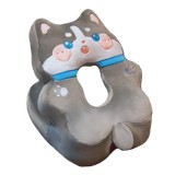 Perna din Spuma, pentru Birou, Calatorii, Model Husky, Lavabila, Umplutura de Bumbac, Spatiu Cap in Forma de 8, 30x35x30 cm, Gri