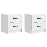 vidaXL Dulap de noapte 2 pcs Alb 43 x 34,5 x 44,5 cm Lemn prelucrat 895676