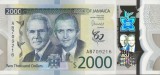 Bancnota Jamaica 2.000 Dolari 2022 - P100 UNC ( polimer, comemorativa - vezi descriere )