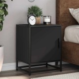 Gossi noptiere 2 buc negru 40x31x50 cm lemn si metal prelucrat