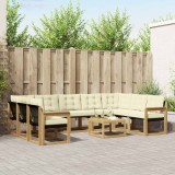 vidaXL Set de canapele de exterior cu pernă 10 pcs Alb și crem 3389876