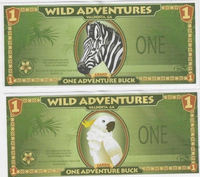 SUA = 1 DOLAR WILD ADVENTURE PARK VALDOSTA , GEORGIA - UNC- / FARA SERIE/IN SCAN foto
