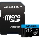 CARD MicroSD ADATA, 512 GB, MicroSDXC, clasa 10, standard UHS-I U1, &quot;AUSDX512GUICL10A1-RA1&quot; (timbru verde 0.03 lei)