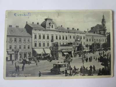 Carte postala Cernăuți/Czernowitz-Bucovina,Piata Unirei/magazine,circulata 1932 foto