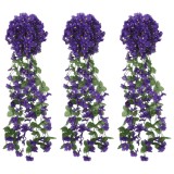 vidaXL Ghirlande de flori de Crăciun, 3 buc., violet &icirc;nchis, 250 cm