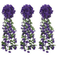 vidaXL Ghirlande de flori de Craciun, 3 buc., violet inchis, 250 cm foto