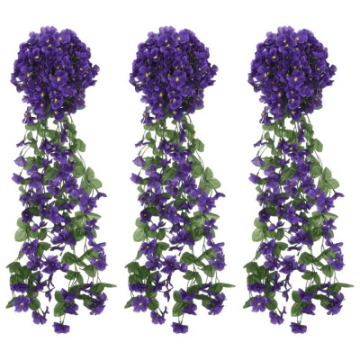 Ghirlande de flori artificiale, 3 buc., violet &amp;icirc;nchis, 85 cm GartenMobel Dekor foto