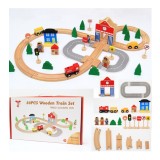 Set Trenulet cu Cale Ferata din Lemn - 50 Piese