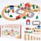 Set Trenulet cu Cale Ferata din Lemn - 50 Piese