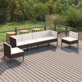vidaXL Set mobilier de grădină cu perne, 6 piese, maro, poliratan 3094347