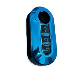 Husa Tpu Compatibila cu Cheie Briceag Fiat 500 3 Butoane Albastra
