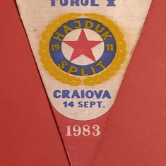 Fanion meci fotbal UNIVERSITATEA CRAIOVA - HAJDUK SPLIT (14.09.1983)