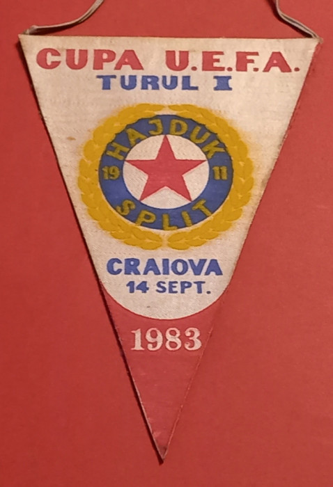 Fanion meci fotbal UNIVERSITATEA CRAIOVA - HAJDUK SPLIT (14.09.1983)