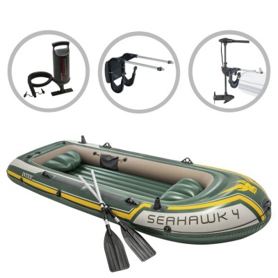 Intex Set barcă gonflabilă &amp;quot;Seahawk 4&amp;quot; cu motor independent și suport foto