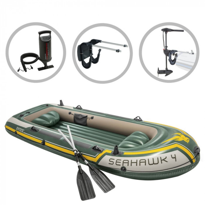 Intex Set barcă gonflabilă &quot;Seahawk 4&quot; cu motor independent și suport