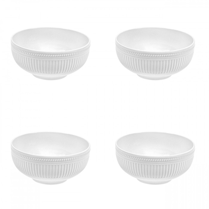 Set boluri, 4 piese, 700 ml, Portelan, Alb