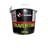 Tencuiala decorativa TRAVERTINO Decomin 20 kg &ndash; finisaj premium efect piatra naturala pentru pereti interiori si exteriori, rezistenta mare si design